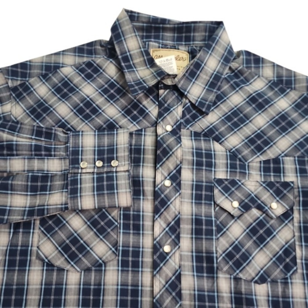 Wrangler Western Pearl Snap Long Sleeve Shirt Mens XXL / 2XL Grey, Blue